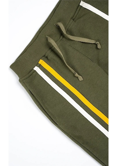 Adisia Unisex Bebek Yeşil Sarı Beyaz Çizgili Kapüşonlu Mevsimlik Eşofman Takımı Yeşil