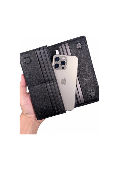 Vanilla Collection İsim Baskılı Hakiki Deri Portföy Telefon Bölmeli Unisex Cüzdan Siyah