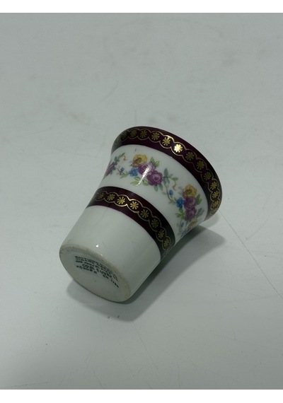 Couleuvre Limoges Çiçek Desenli Bordo Mini Su Bardağı 5,5cm Beyaz