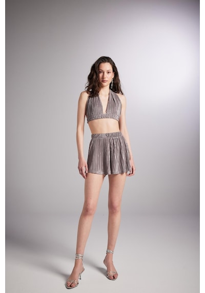 Holly Lolly Beli Lastikli Mini Comfy Şort Vizon