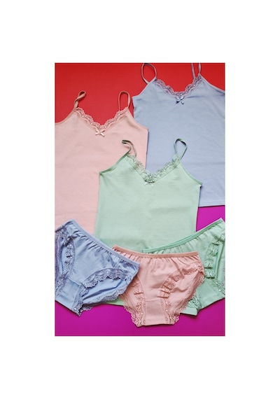 Demirsa Boutique Dantelli Pamuklu V Yaka İp Askılı Likralı Kadın Atlet-külot Takım Yeşil, Mavi Ve Pudra Renk 3'lü Set Çok Renkli1 Demirsa Boutique Dantelli Pamuklu V Yaka İp Askılı Likralı Kadın Atlet-külot Takım Yeşil, Mavi Ve Pudra Renk 3'lü Set Çok Renkli1