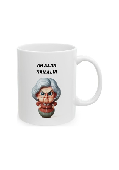 Ah Alan Nah Alır Baskılı Porselen Beyaz Lüks Kupa Bardak Beyaz