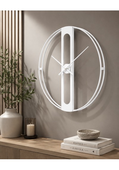 Dekoratif Beyaz 60 Cm İskelet Duvar Saati
