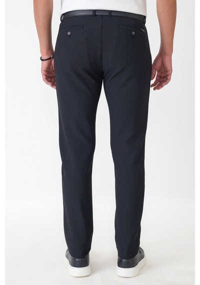 Comfort Fit Petek Dokuma Esnek Pamuklu Lacivert Pantolon P 1230