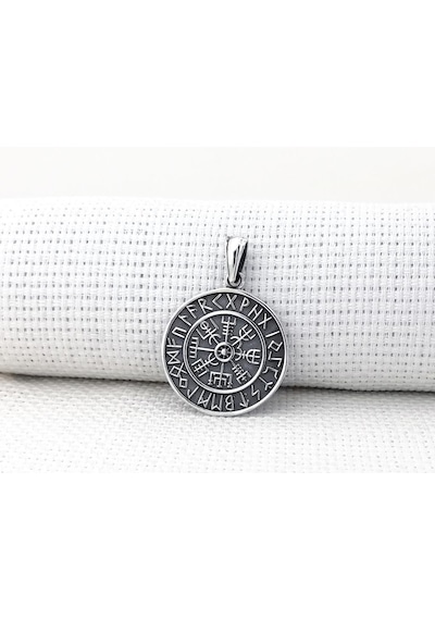 Viking vegvisir 925 Ayar Gümüş Kolye Ucu