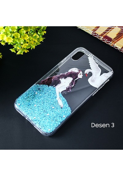 Apple Uyumlu iPhone X Xs 3D Diamond Elbise Seffaf Silikon Kilif 318313054 - Renk / Desenli 1
