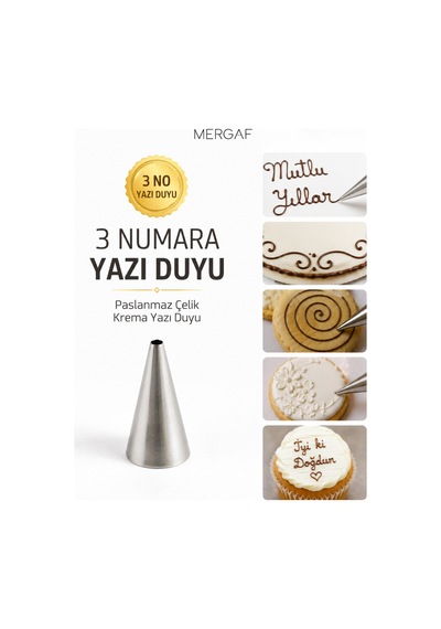 Krema Duyu Ve Pasta Süsleme Ucu, Doğum Günü Pasta Yazı Yazma Duyu 2 Adet Şanti Torbası No: 3