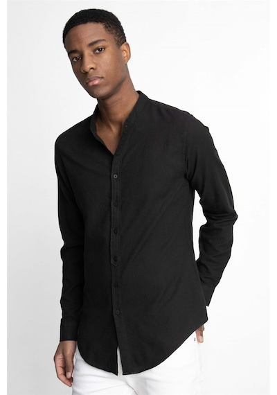 Tudors Slim Fit Dar Kalıp Uzun Kol Hakim Yaka Pamuklu Keten Efekt Siyah Gömlek-27027-siyah Siyah Tudors Slim Fit Dar Kalıp Uzun Kol Hakim Yaka Pamuklu Keten Efekt Siyah Gömlek-27027-siyah Siyah