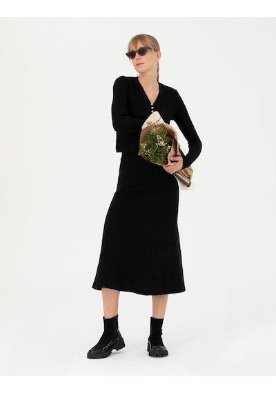 Pierre Cardin Kadın Siyah Etek Triko 50276344-vr046 Siyah