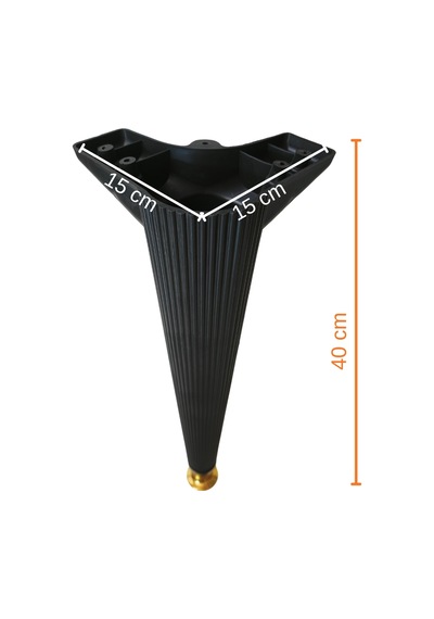 Cateksss 40 Cm Nefes Mobilya Kanepe Koltuk Masa Sehpa Baza Tv Ünitesi Dolap Ayağı Ayak Siyah - 4 Lü Paket