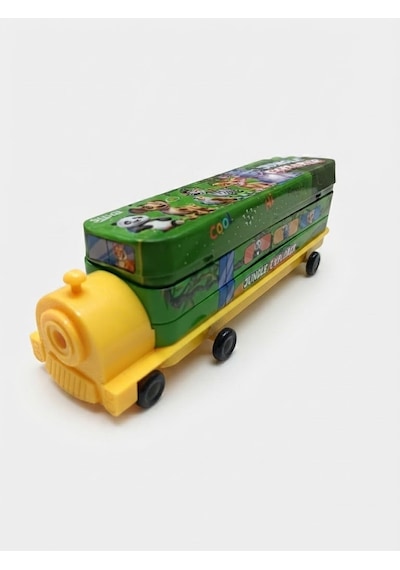 Studi Jungle Explorer Tasarımlı Tren Formlu Metal Kalemlik Ve Çarpım Tablolu Saklama Kutusu Sarı Diğer