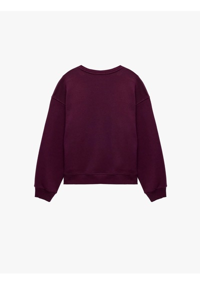 Koton Ayıcık Nakışlı Şardonlu Mürdüm Kadın Sweatshirt 7wal10035ık