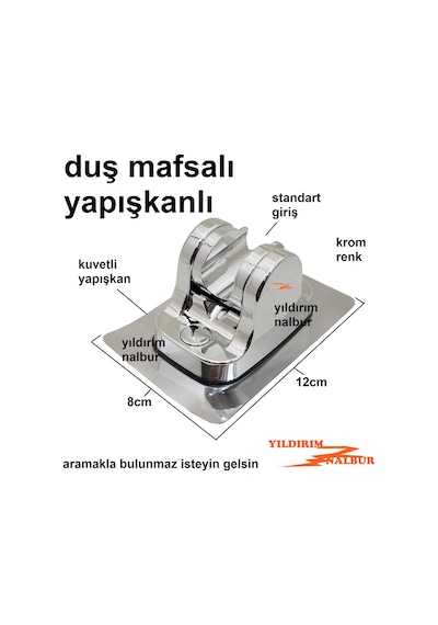 Duş Mafsalı Krom Renk Yapışkanlı Fiskiye Oturağı Banyo El Duşu Se