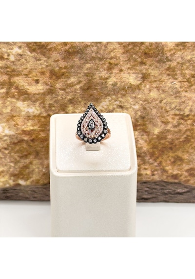 Elmas Montür Rosegold Damla Gümüş Set Takım - Lvrset08 Rose Gold