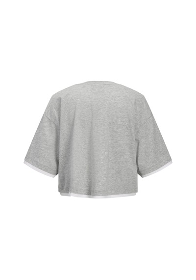 Jack & Jones Kadin Loose Fit Bisiklet Yaka Crop Tisört - Andrea - 12297396 Gri Melanj Jack & Jones Kadin Loose Fit Bisiklet Yaka Crop Tisört - Andrea - 12297396 Gri Melanj