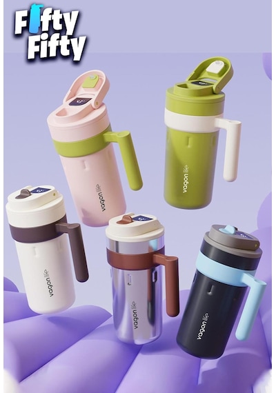 Vagonlife 600 ML Led Sıcaklık Göstergeli Akıllı Çelik Termos Kulplu -kahve Bardağı-mug-ffvgn2009 001