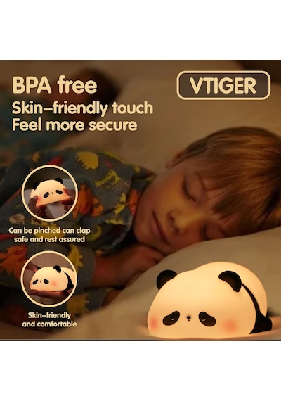 Panda Gece Lambası, Led Yumuşacık Sevimli Lamba, Çocuklar İçin Gece Lambası, Silikon Panda Işığ Diğer
