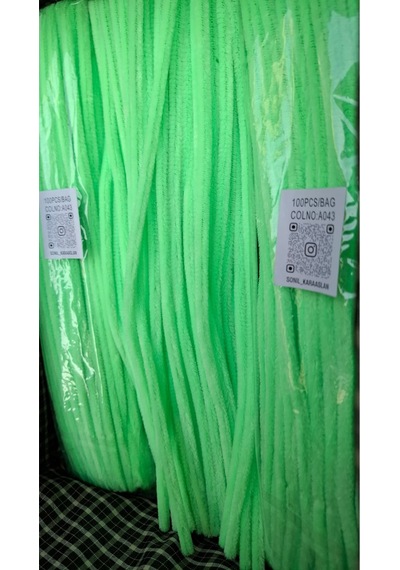 30 Cm A043 Yeşil Kod Şönil - Tüylü Hobi Çubuğu 100 Lü Paket