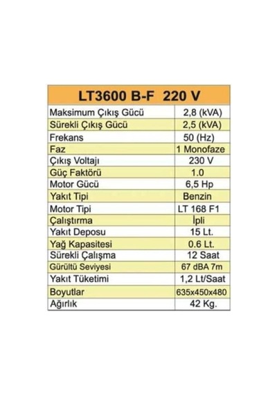 Adjtrade Lutıan Lt3600 B-f Benzınlı Jenerator 2,8 Kva Bugun Krg Adjnm379