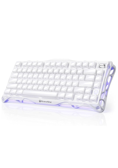 Gravastar Mercury K1 Rgb Kablosuz Mekanik Gaming Klavye, İngilizce Q, Opaline White