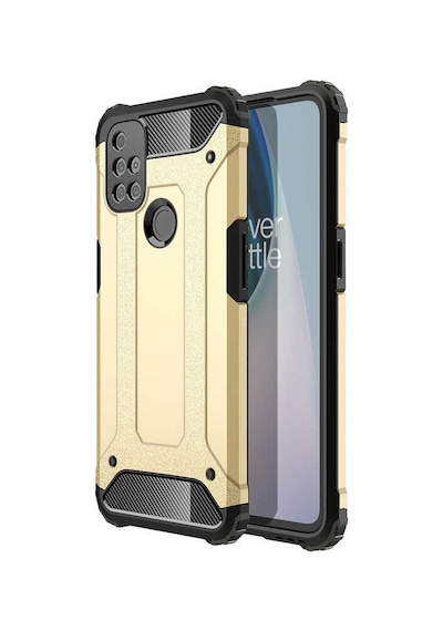 Noktaks - One Plus Nord N10 5g Uyumlu - Kılıf Çift Katman Zırh Tank Crash Military Kapak - Gold