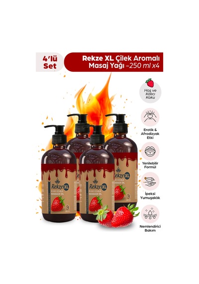 "4 Lü Çilek Aromalı Vücut Masaj Yağı Seti 250 Ml Etkili Cilt Besleyici Ve Nemlendirici Yağ" - 502115926
