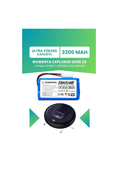 Rowenta Explorer Serie 20 Uyumlu Batarya Ultra Yüksek Kapasite 3200mah Pil Robot Süpürge Bataryası