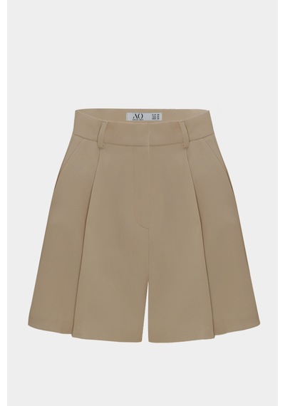 Açelyaokcu Premium Lowry Wide Leg Midi Boy Dokuma Şort Camel