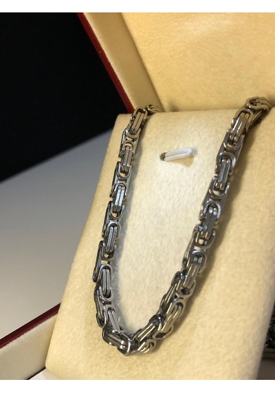 4.5mm Kral Erkek Çelik Beyaz Kolye Işıklı Kutuda Sevgiliye Eşe Babaya Kolye Beyaz