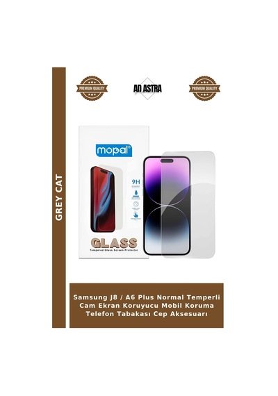 Samsung J8 / A6 Plus Normal Temperli Cam Ekran Koruyucu Mobil Koruma Telefon Tabakası Cep Aksesuarı