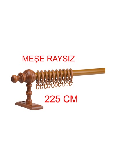 Meşe Raysız Ahşap Rustik Perde Askısı Rustik Borusu 225 Cm