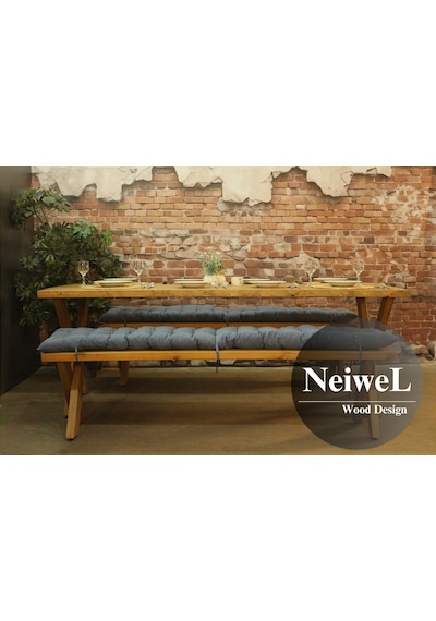 Neiwel Koen Doğal Ahşap Banklı Mutfak Ve Yemek Masası Takımı-100-200 Takım Açık Ceviz Neiwel Koen Doğal Ahşap Banklı Mutfak Ve Yemek Masası Takımı-100-200 Takım Açık Ceviz