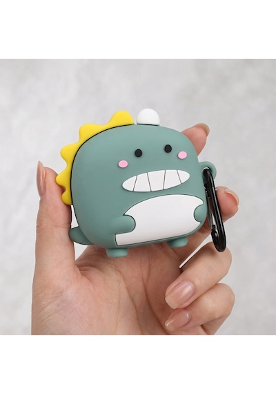 Caseonn Samsung Galaxy Buds 4 Kılıf Karakter Figürlü Dinazor Yeşil Koyu yeşil