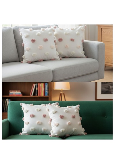 Premium Dokulu Dekoratif Kırlent Kılıfı 45x45 Cm Kabartmalı Desenli, Yüksek Kalite Kumaş Açık Pembe