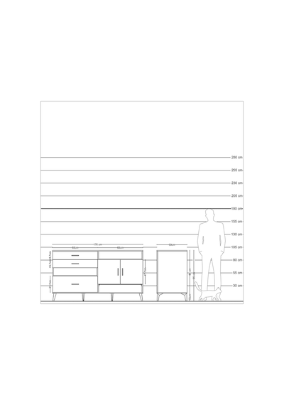 Kronos Konsol 4 Raflı 3 Çekmeceli 2 Kapaklı 176x59x99 Antrasit-ça Antrasit-çam