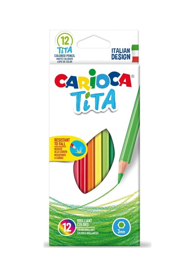 Tita Maxi Üçgen Kuru Boya Kalemi 12'li Çok Renkli
