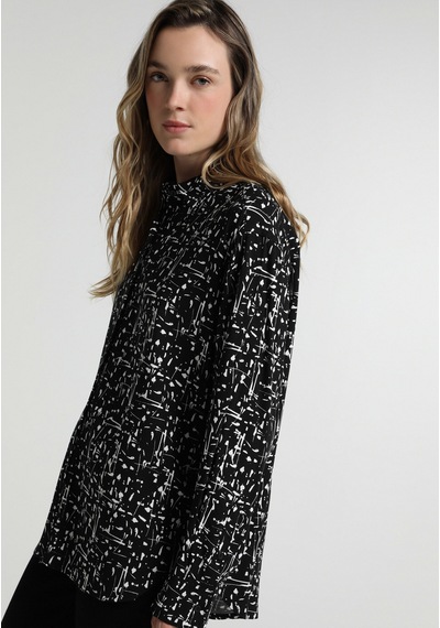 Colin's Colins Boyfriend Fit Shirt Neck Baskılı Kadın Siyah Uzun Kol Gömlek Cl1081697 Q1.v1 Blk