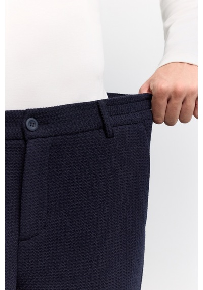 Avva Erkek Lacivert Yanı Lastikli Gofreli Elastan Slim Fit Pantolon A62y3080