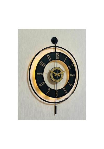 Pey Aksesuar Metal Camlı Duvar Saati 50 X 70 Cm Orta Boy Işıklı Gerçek Cam M51-siyah-şeffaf-siyah-gold M51-siyah-şeffaf-siyah-gold