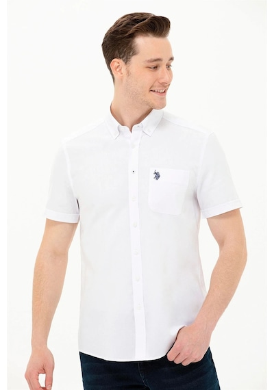 U.s. Polo Assn. Erkek Kısa Kollu Gömlek 1571442 Beyaz
