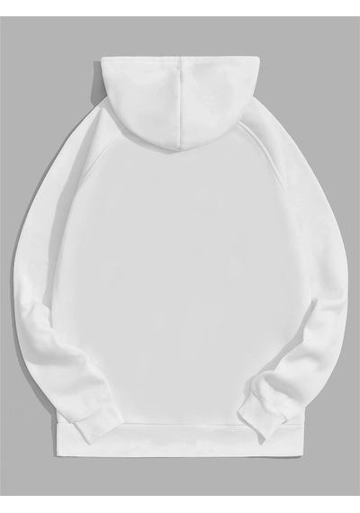Unisex Super Baskılı Kapüşonlu Sweatshirt Beyaz Beyaz