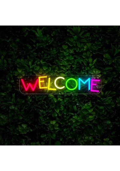 Welcome Yazılı Neon Tabela Çok Renkli
