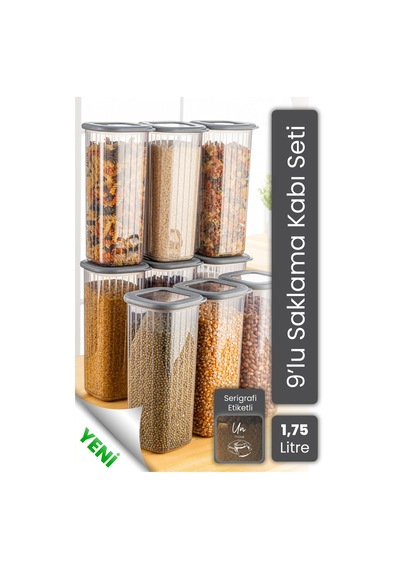Vienev Poly Kapak 1.75 L Saklama Kabı Antrasit - Beyaz 9'lu Antrasit - Beyaz