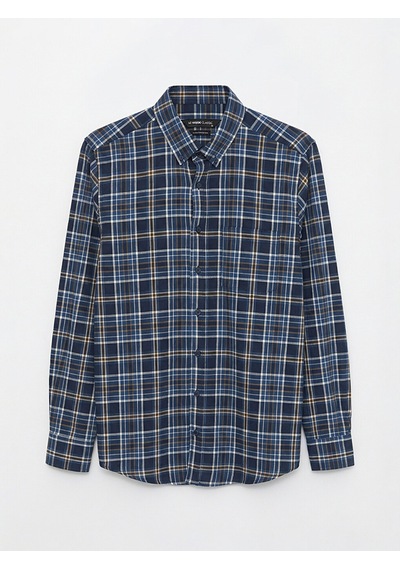 Lcwaıkıkı Classic Lacivert Regular Fit Ekose Desenli Gabardin Erkek Gömlek