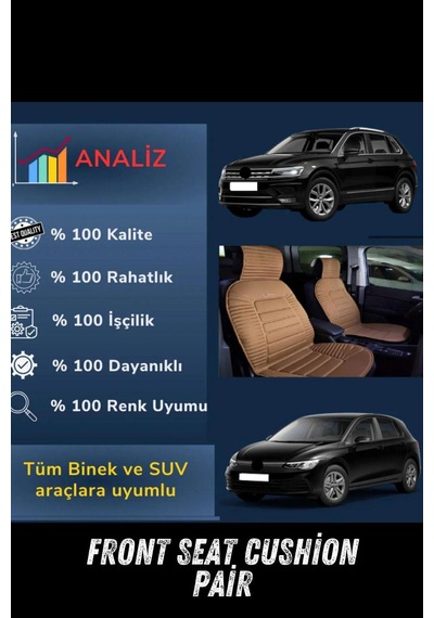 Sırt Dayamalı Araba Koltuk Minderi Ön İkili Set Taba Taba