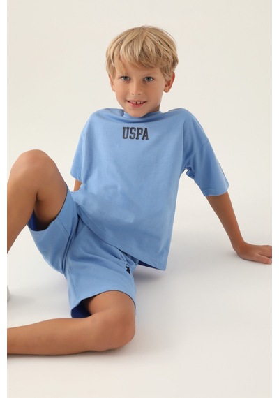 U.S. Polo Assn. Lisanslı Baseciz İndigo Erkek Çocuk Bermuda Takım 5274-43365 İndigo