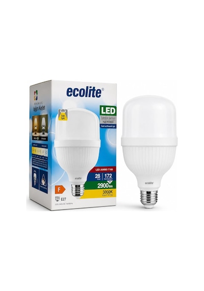 Jumbo Led Ampul 28w 172w Eşdeğer - E27 Duy, 3000k Sarı Işık, 2900 Lümen, Enerji Tasarruflu Led Lamba, 149x100mm, Ac 220v, Dimmer Uyumlu Değil
