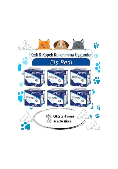 Elan Kedi Köpek Çiş Pedi Ultra Emici 60cmx90cm 180 Adet