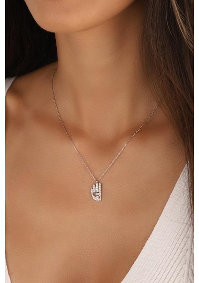 Rabia İşareti Gümüş Kolye Rose Gold