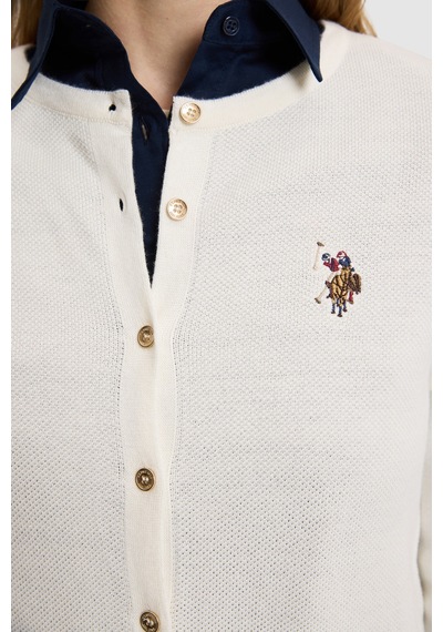 U.S. Polo Assn. Kadın Krem Basic Triko Hırka 50327569-vr256 İnci